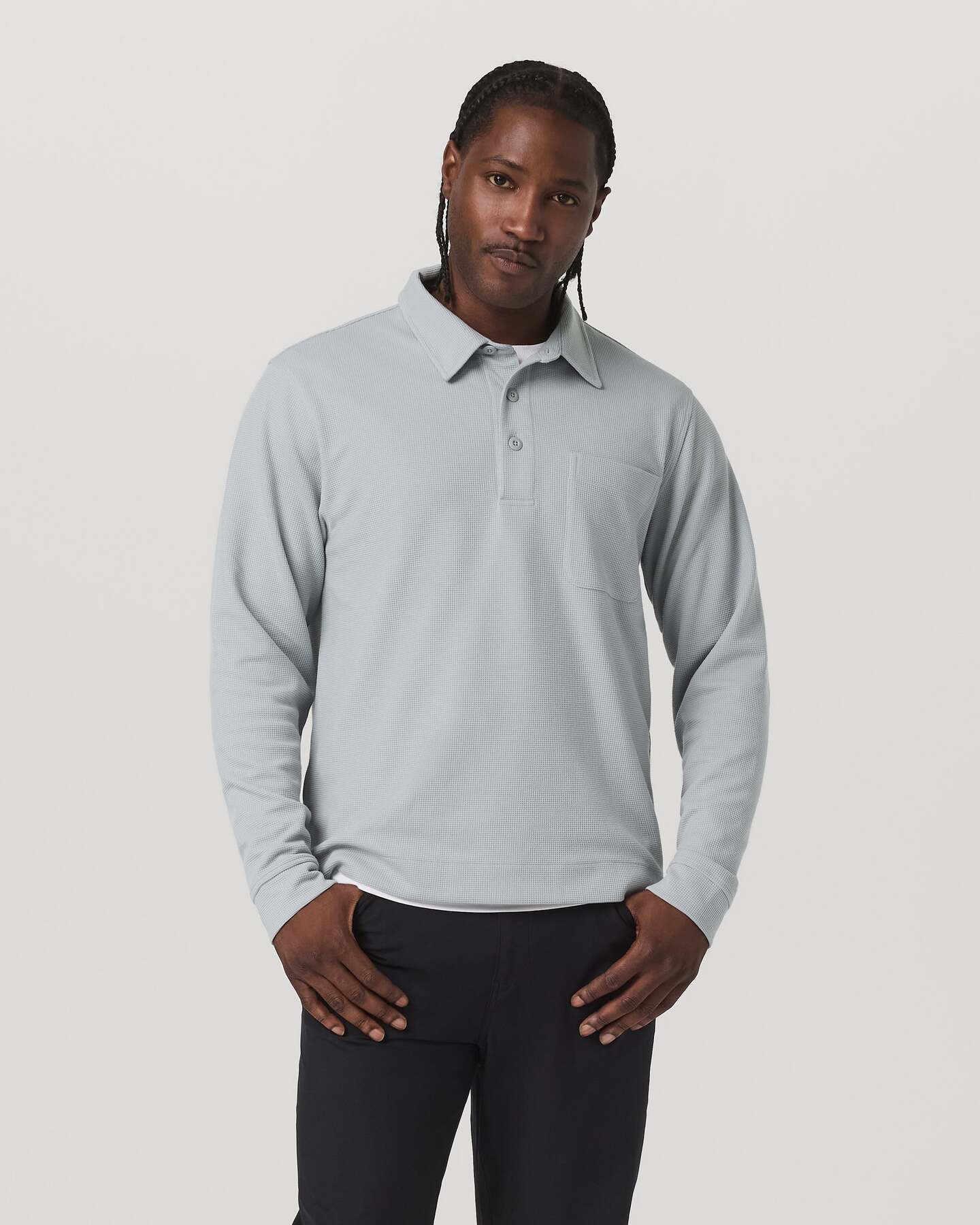 Long Sleeve Waffle Polo