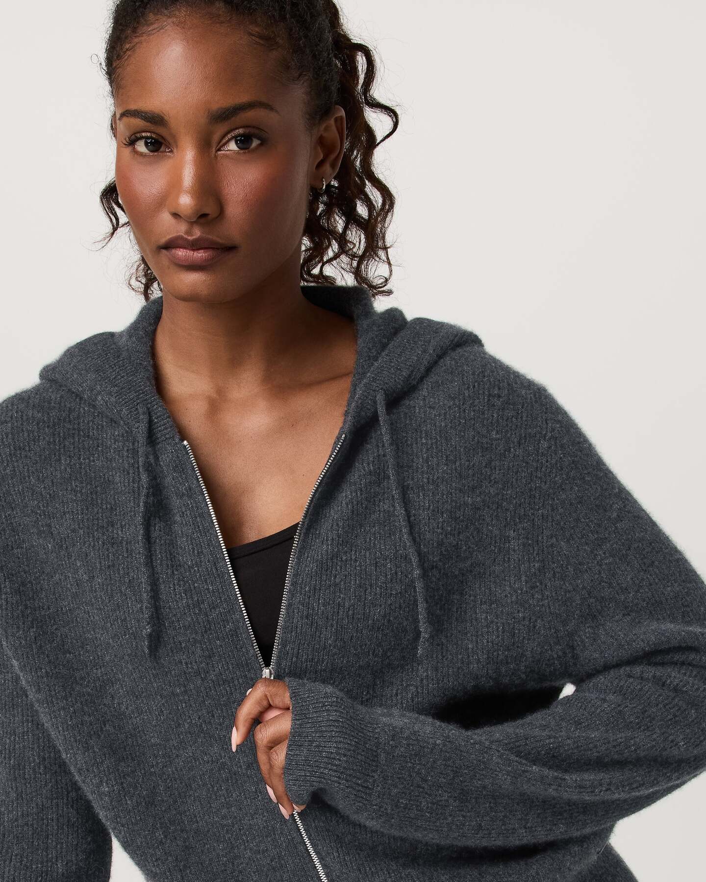 ÉMilie Full Zip Cashmere Rib Hoodie