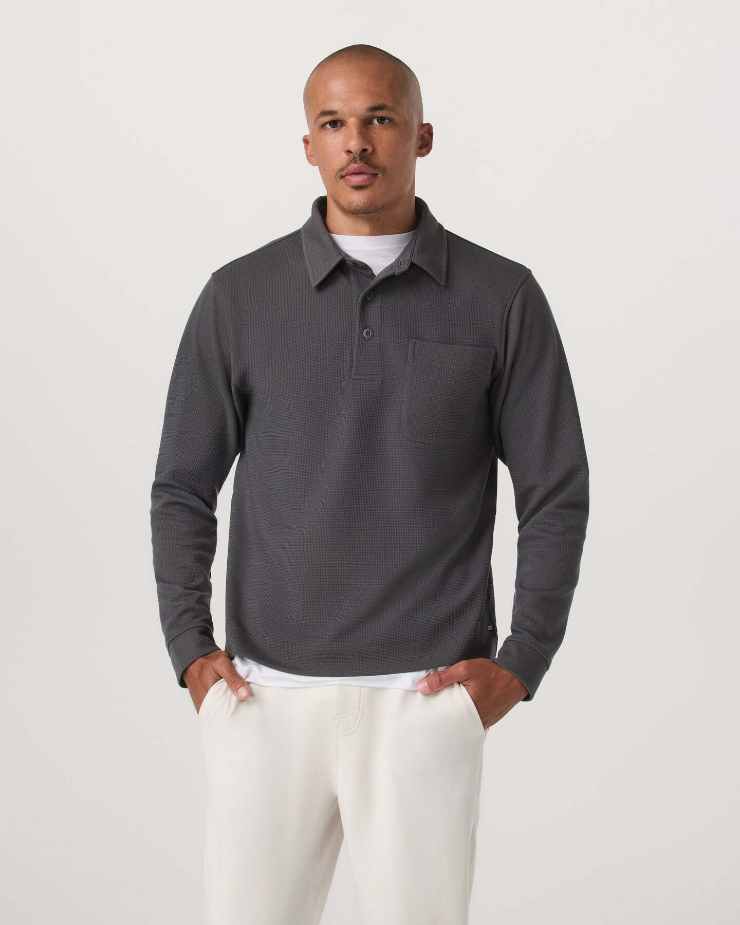 Long Sleeve Waffle Polo